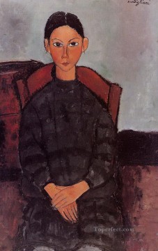 黒いオーバーオールを着た少女 1918年 アメデオ・モディリアーニ Oil Paintings